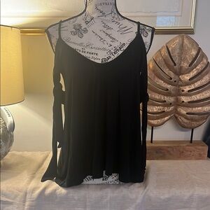 We The Free Black Asymmetrical Cut Out Camisole